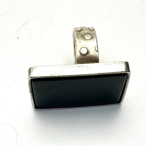 XL Sterling Silver Onyx Statement Art Ring — Unisex — Size 8.25US — GUC - Picture 8 of 11
